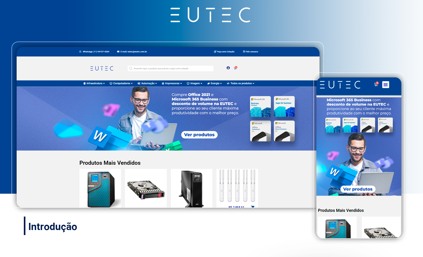 Portifolio: Ecommerce Da EUTEC Distribuidora SEO E Core... Veja como ficou nosso trabalho no Ecommerce da EUTEC Distribuidora de tecnologia com SEO on page, SEO técnico e Core Web Vitals.